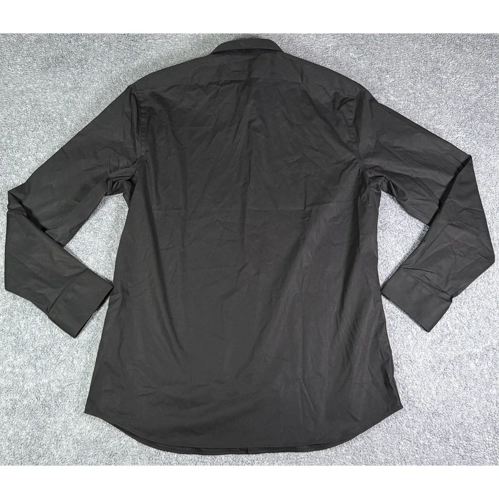 Banana Republic Men's Large Slim-Fit Wrinkle-Resistant Dress Shirt Black Stretch